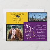 写真2フレームと選択カラー卒業 招待状 (正面)