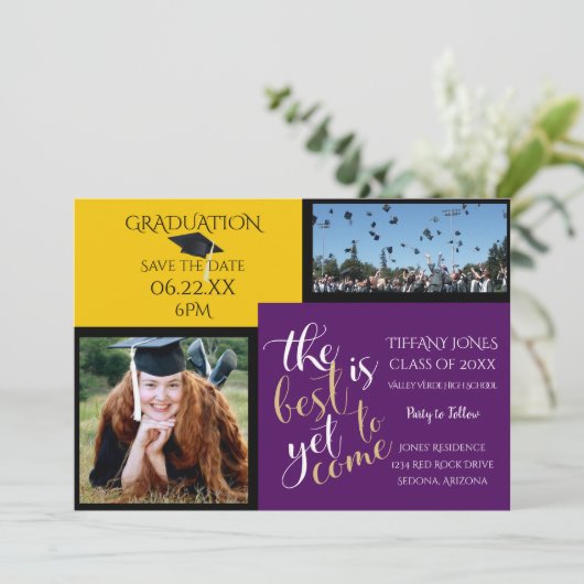 写真2フレームと選択カラー卒業 招待状 (スタンド正面)