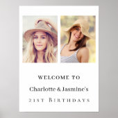 写真2人の誕生日モダン歓迎 ポスター (正面)