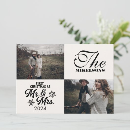 写真2枚初めてのクリスマスMr.And Mrs. シーズンカード (スタンド正面)