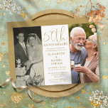写真2枚50周年結婚を迎え 招待状<br><div class="desc">50周年エレガントの招待結婚で、金ゴールドの背景に2つの特別な写真とスタイリッシュタイポグラフィが掲載されている。Thisisnomeによる設計©</div>