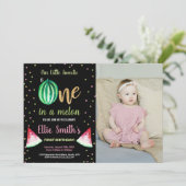 写真2枚 緑のワ watermelon 誕生日招待状 招待状 (スタンド正面)