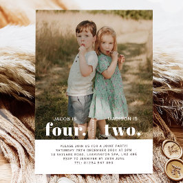 写真2番目と4番目のジョイント誕生日招待状 招待状