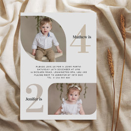 写真2番目と4番目のジョイント誕生日 招待状