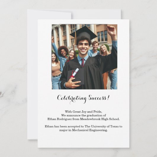 写真2高校卒業発表 案内状 (裏面)