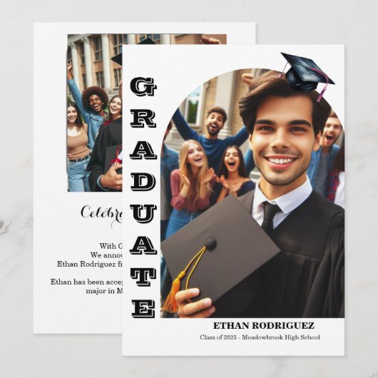 写真2高校卒業発表 案内状 (正面/裏面)