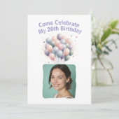 写真20パーソナライズされた番誕生日バルーンInvitati 招待状 (スタンド正面)