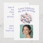 写真20パーソナライズされた番誕生日バルーンInvitati 招待状 (正面/裏面)