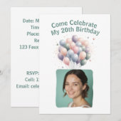 写真20パーソナライズされた番誕生日バルーンInvitati 招待状 (正面/裏面)