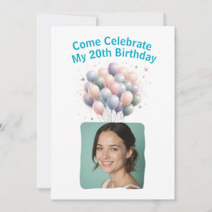 写真20パーソナライズされた番誕生日バルーンInvitati 招待状