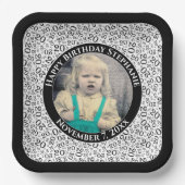 写真20乱数パターン黒/白 ペーパープレート (正面)