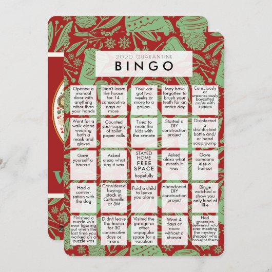 写真2020検疫ビンゴクリスマスのおもしろい追加 シーズンカード (正面/裏面)