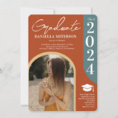 写真2023はっきりしたアーチ焼けオレンジの卒業 招待状 (正面)