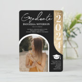 写真2024はっきりした金ゴールドアーチ黒卒業 招待状 (スタンド正面)