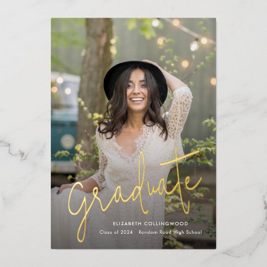 写真2024卒業ゴールドフォイル発表 箔招待状 (正面)