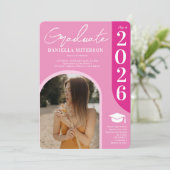 写真2025はっきりしたアーチホットレトロピンク卒業 招待状 (スタンド正面)