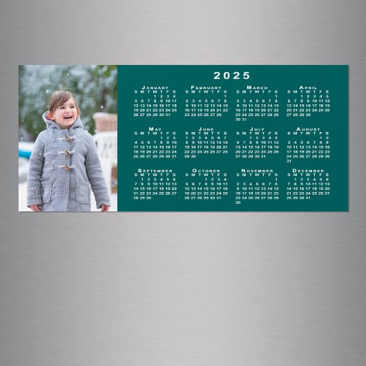 写真2025カレンダーをティール（緑がかった色）マグネットに追加