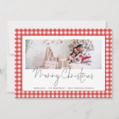 写真2026カレンダー赤いギンガムメリークリスマス シーズンカード (正面)