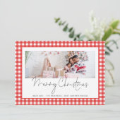 写真2026カレンダー赤いギンガムメリークリスマス シーズンカード (スタンド正面)