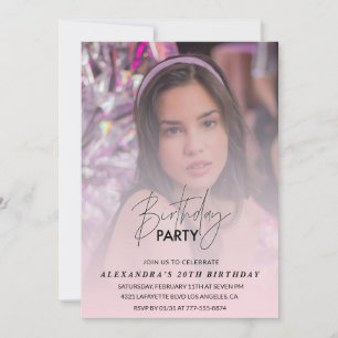写真20th誕生日の招待誕生日パーティーPink 招待状