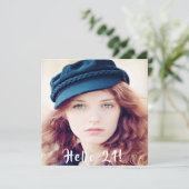 写真21歳の誕生日パーティーこんにちは21グリッター 招待状 (スタンド正面)