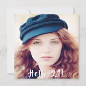 写真21歳の誕生日パーティーこんにちは21グリッター 招待状 (正面)