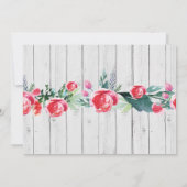 写真21歳素朴の誕生日パーティー赤フローラウッド 招待状 (裏面)