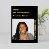 写真21th誕生日ブラックゴールドフォイル招待状 箔招待状 (立ち正面)