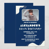 写真22歳の誕生日招待状メンズシンプルネイビー 招待状 (正面/裏面)