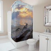 写真23の海の海のビーチの日没 シャワーカーテン (インサイチュ)