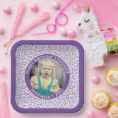 写真25乱数パターン紫/白 ペーパープレート (パーティー)