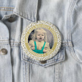 写真25番目の誕生日番号パターン金ゴールド/白 缶バッジ (インサイチュ)