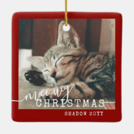 写真2 Cats Meowy Christmas 素朴 Red セラミックオーナメント