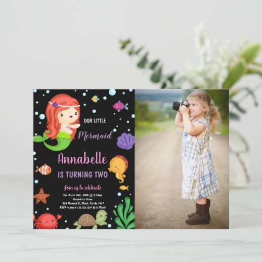 写真2ndリトルオレンジマーメイド誕生日 招待状 (スタンド正面)