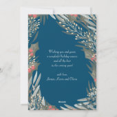 写真3モダン枚の冬の青い葉メリークリスマス シーズンカード (裏面)