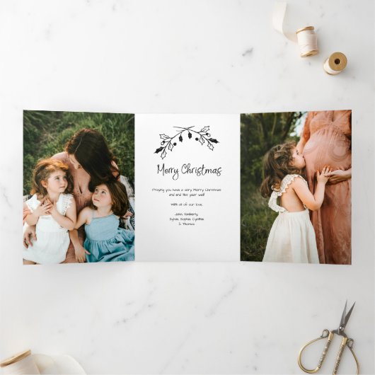 写真3倍ミニマルクリスマスカード5枚 三つ折りクリスマスカード (内部)