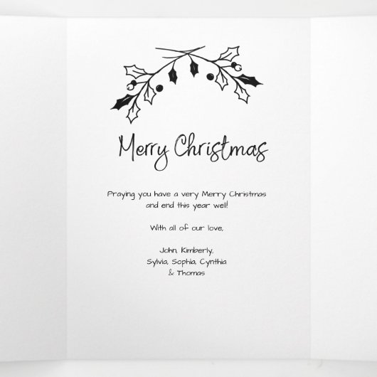 写真3倍ミニマルクリスマスカード5枚 三つ折りクリスマスカード (内部中)