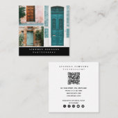 写真3写真QRコードソーシャルメディアのアイコン スクエア名刺 (正面/裏面)