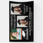 写真3枚おめでとう2025年卒業クラスBlack 横断幕 (縦)
