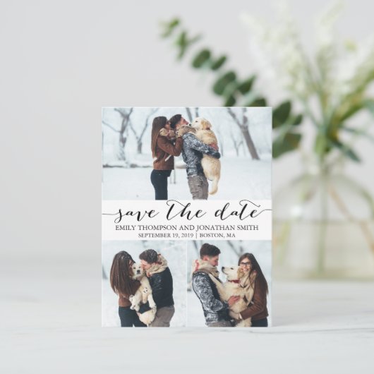 写真3枚の写真で日付カードを保存 セーブザデート (スタンド正面)