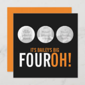 写真3枚40th FOUROH！写真の誕生日招待状 招待状 (正面/裏面)