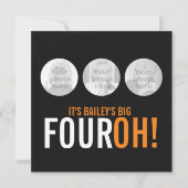 写真3枚40th FOUROH!写真の誕生日招待状 招待状 (正面)