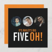 写真3枚50th FIVEOH！写真の誕生日招待状 招待状 (正面/裏面)