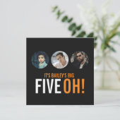 写真3枚50th FIVEOH！写真の誕生日招待状 招待状 (スタンド正面)