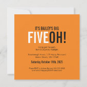 写真3枚50th FIVEOH！写真の誕生日招待状 招待状 (裏面)