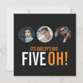 写真3枚50th FIVEOH！写真の誕生日招待状 招待状 (正面)