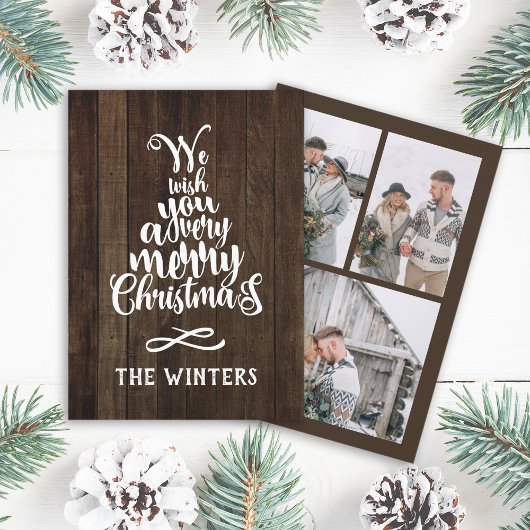 写真3枚 ラスティック ウッド クリスマス ツリー レタリング フォト