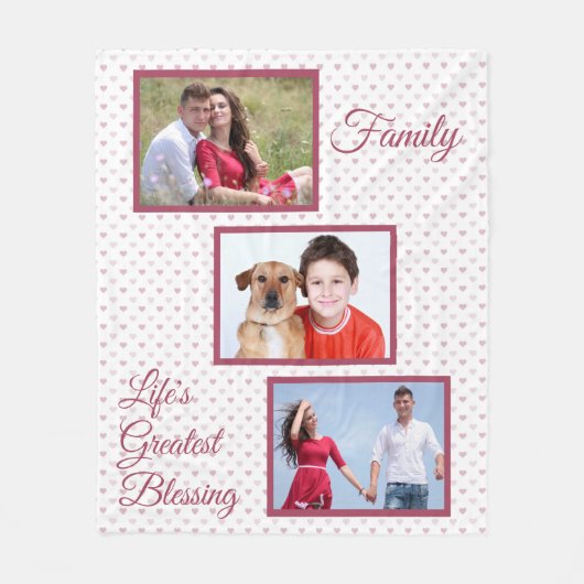 写真3枚 – 家族の生活素晴らしの賛美ハート フリースブランケット (正面)