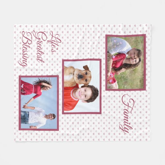 写真3枚 – 家族の生活素晴らしの賛美ハート フリースブランケット (正面(横))