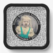 写真30乱数パターン黒/白 ペーパープレート (正面)